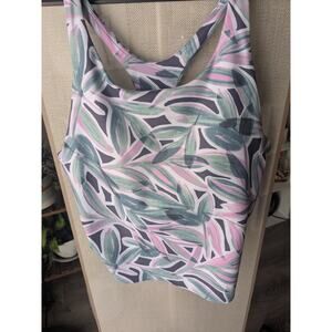 Sage Collective Athletic Gym Crop Tank Built in Bra Floral NEW